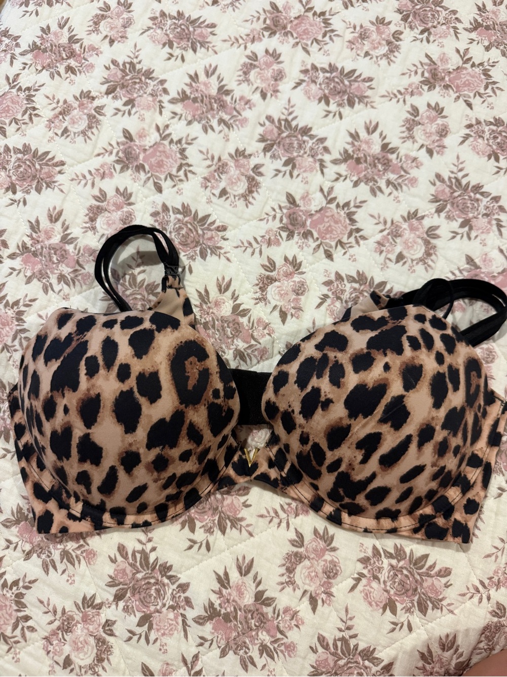 Victoria's Secret Leopard Print Push-Up Bra - Black and Tan